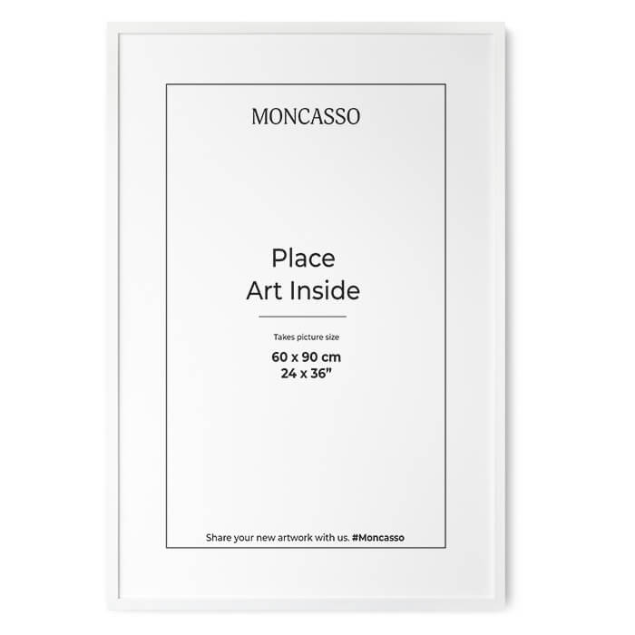 White Fine Art Frame, 24" x 36" in Frame Moncasso