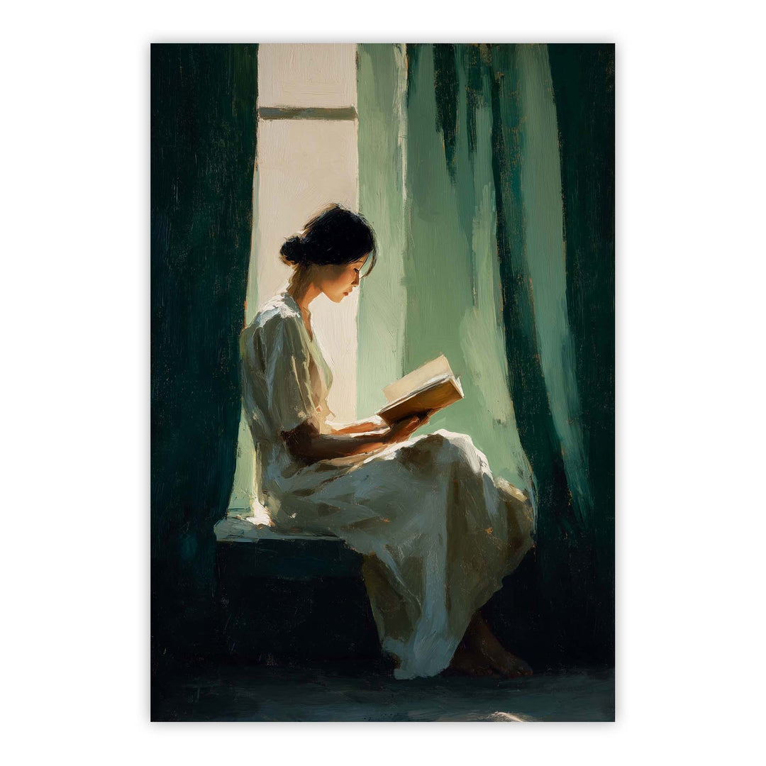 Curtain and Book Print Wall Art Moncasso