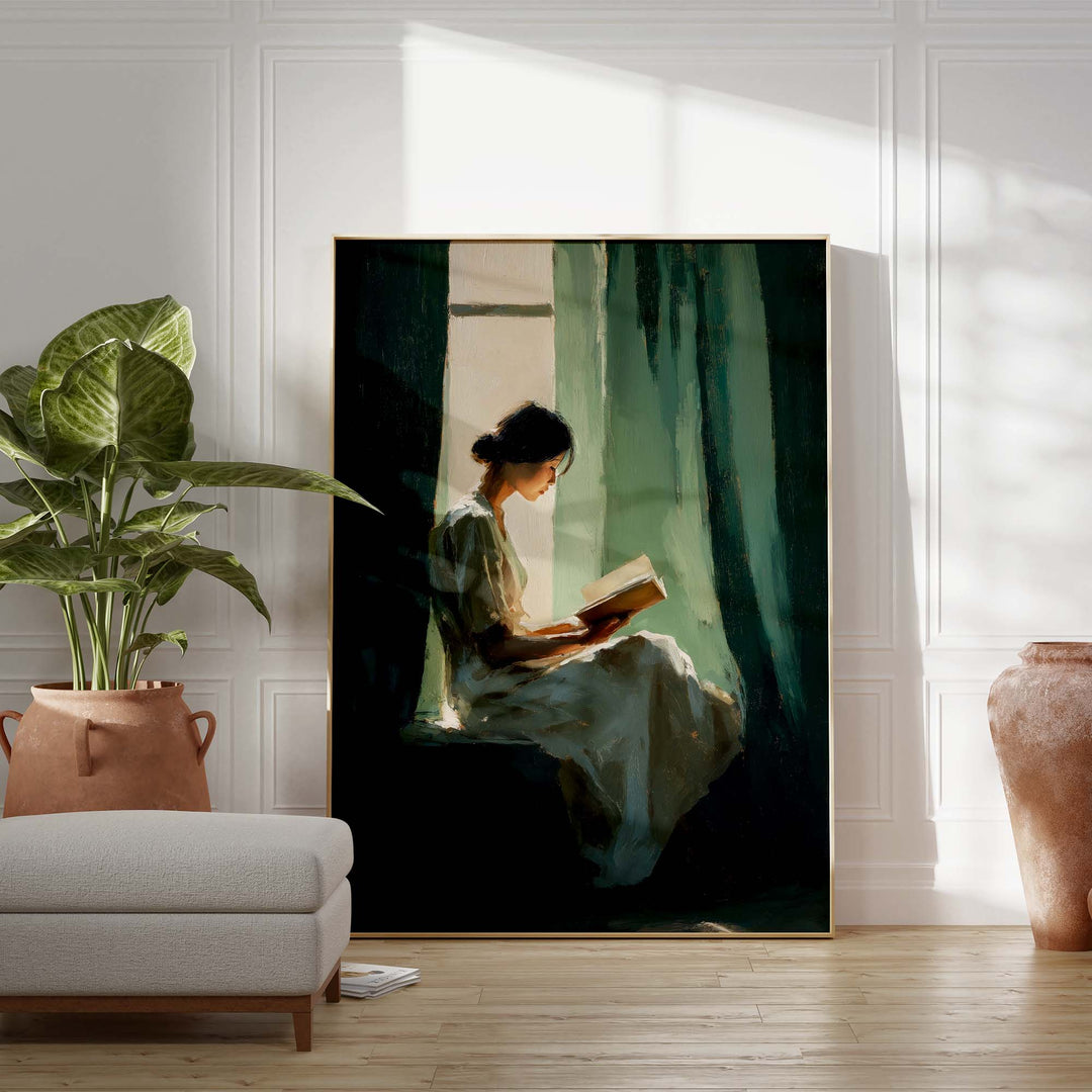 Curtain and Book Print Wall Art Moncasso