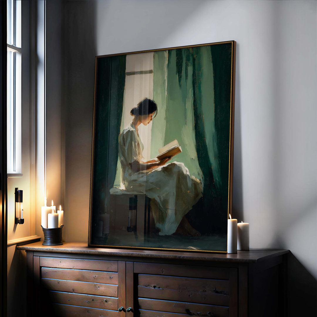 Curtain and Book Print Wall Art Moncasso