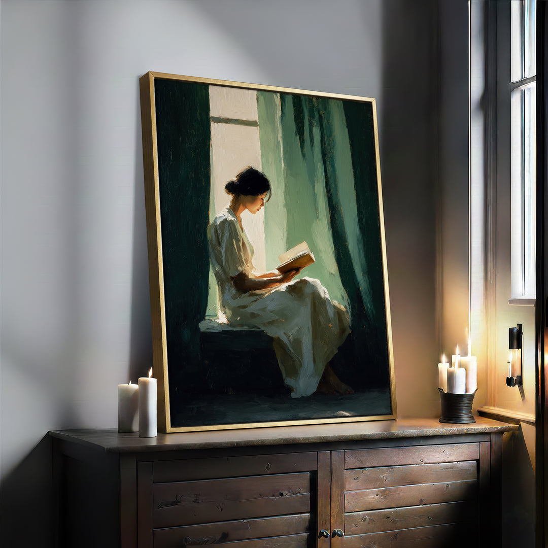 Curtain and Book Print Wall Art Moncasso