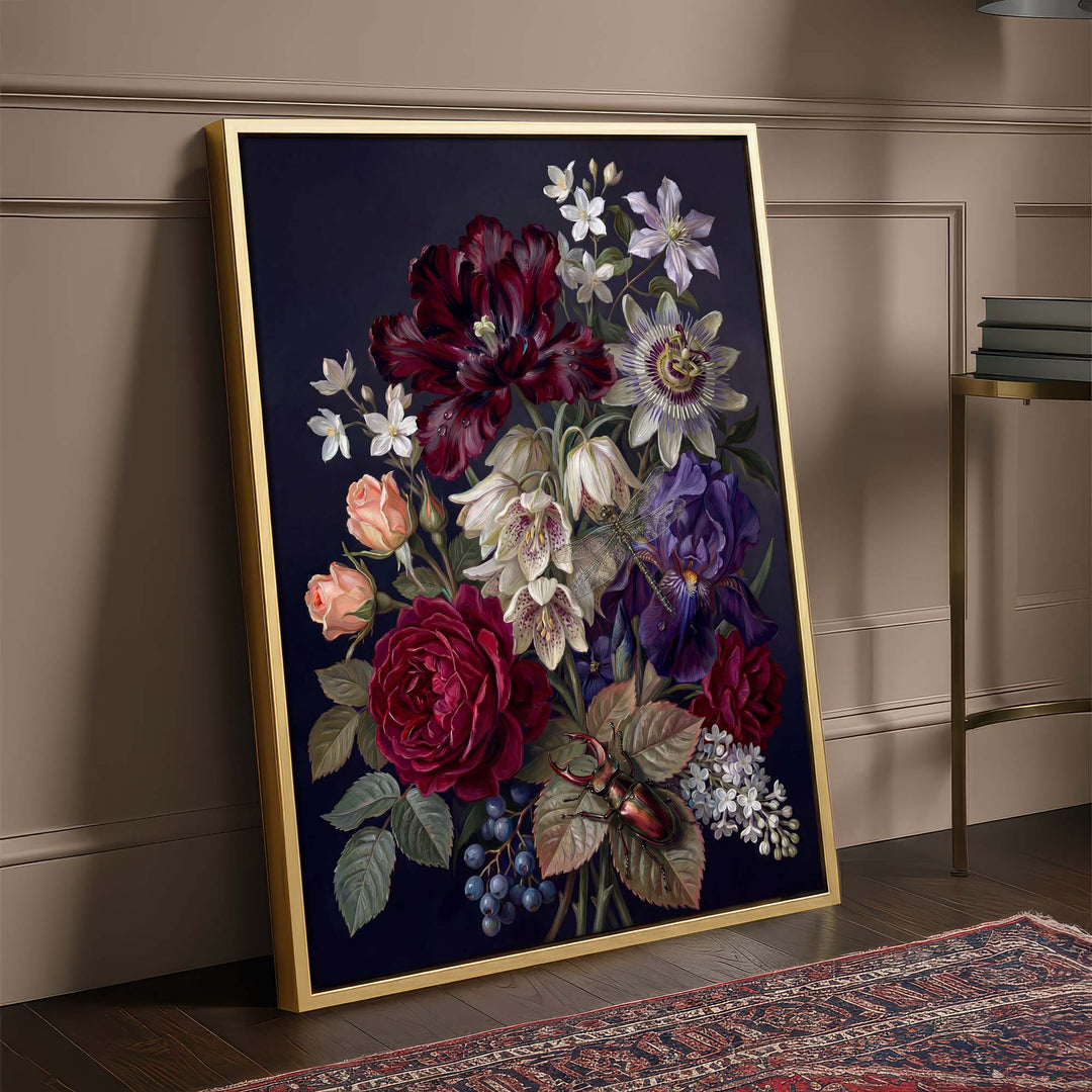Midnight Botanical Print Wall Art Bilge Paksoylu