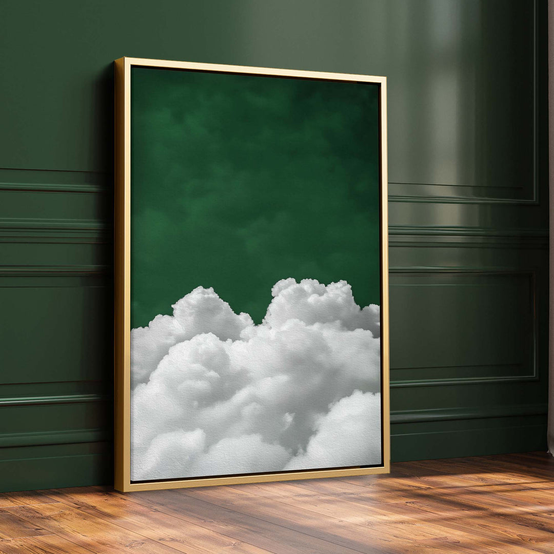Deep Green Billowing Cloud Print Wall Art Moncasso