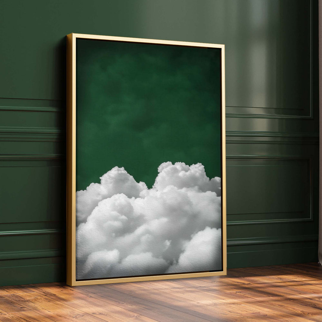 Deep Green Billowing Cloud Print Wall Art Moncasso
