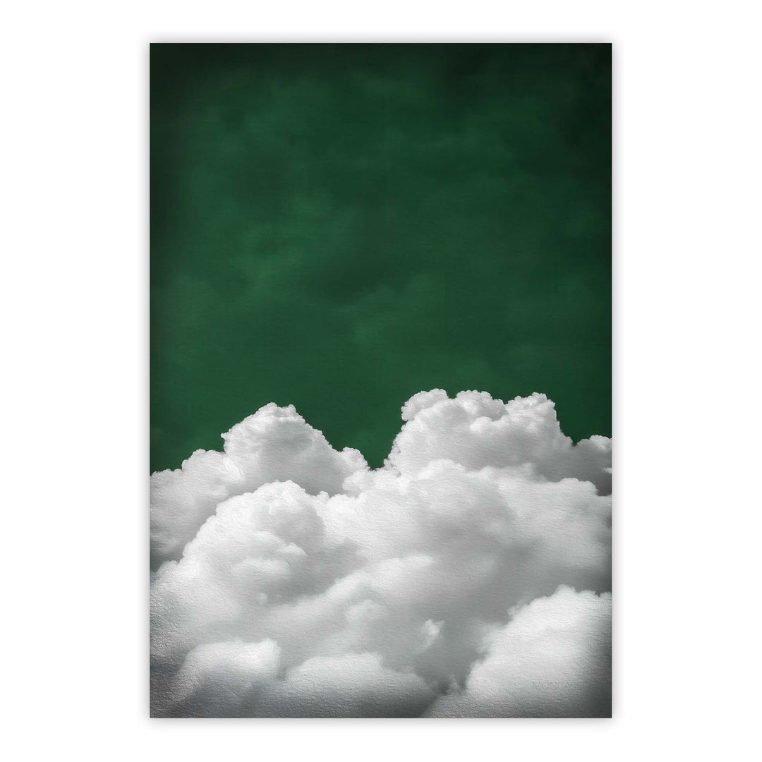 Deep Green Billowing Cloud Print Wall Art Moncasso
