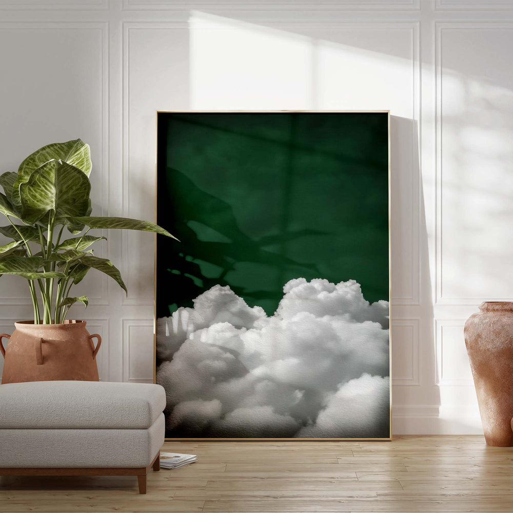 Deep Green Billowing Cloud Print Wall Art Moncasso