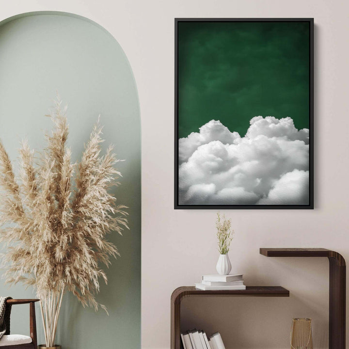 Deep Green Billowing Cloud Print Wall Art Moncasso