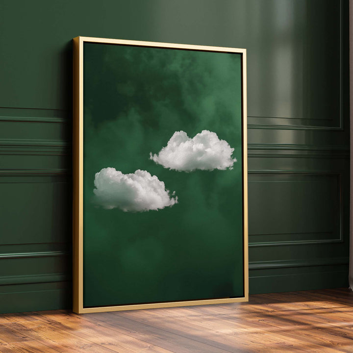 Deep Green Cloud Duo Print Wall Art Moncasso