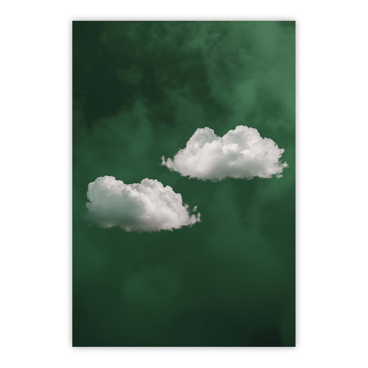 Deep Green Cloud Duo Print Wall Art Moncasso