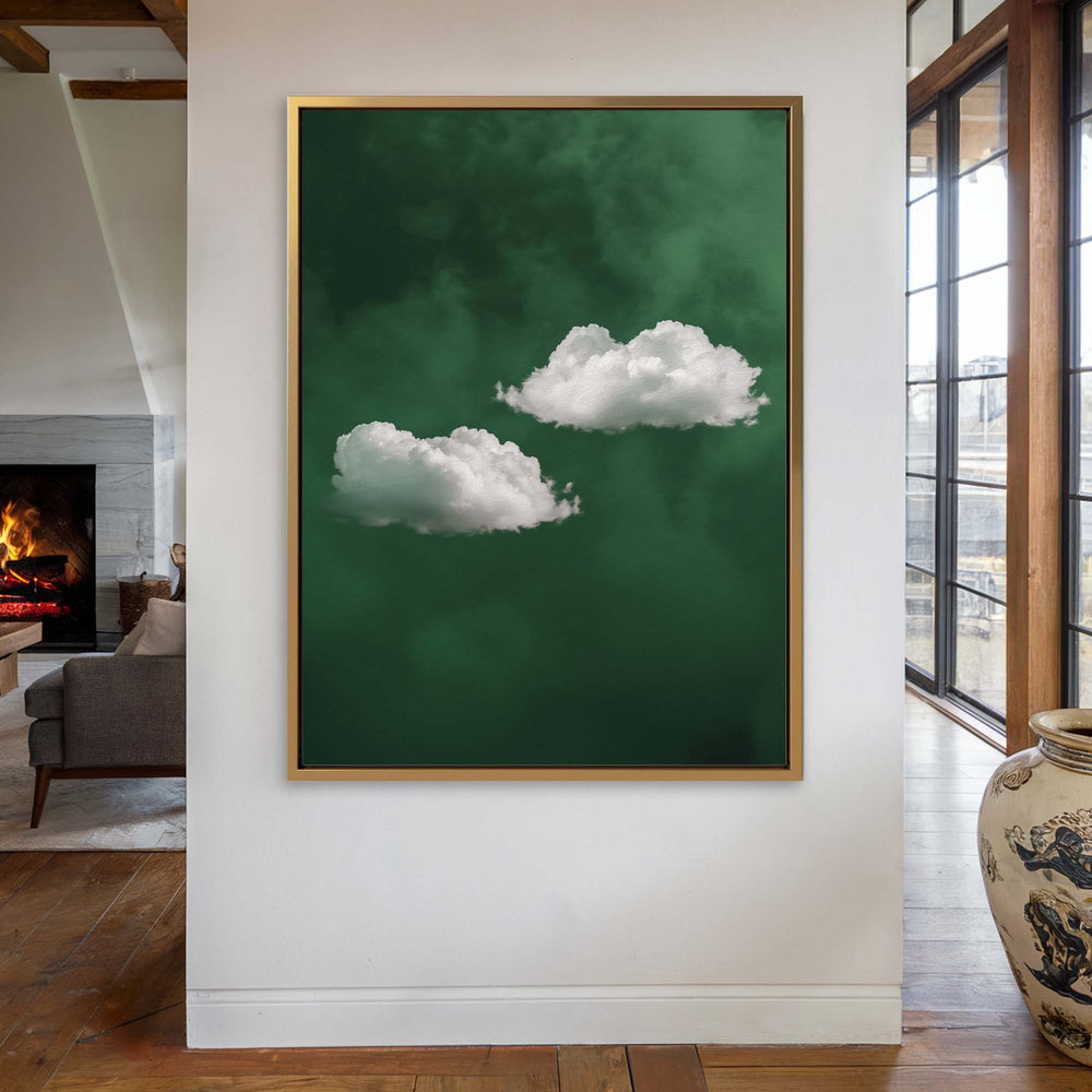 Deep Green Cloud Duo Print Wall Art Moncasso