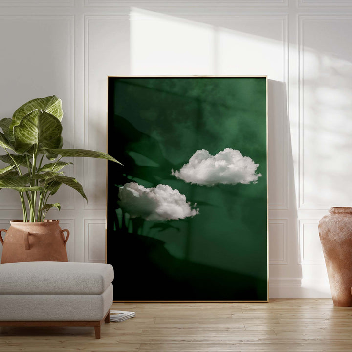 Deep Green Cloud Duo Print Wall Art Moncasso