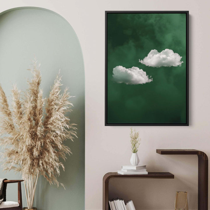 Deep Green Cloud Duo Print Wall Art Moncasso