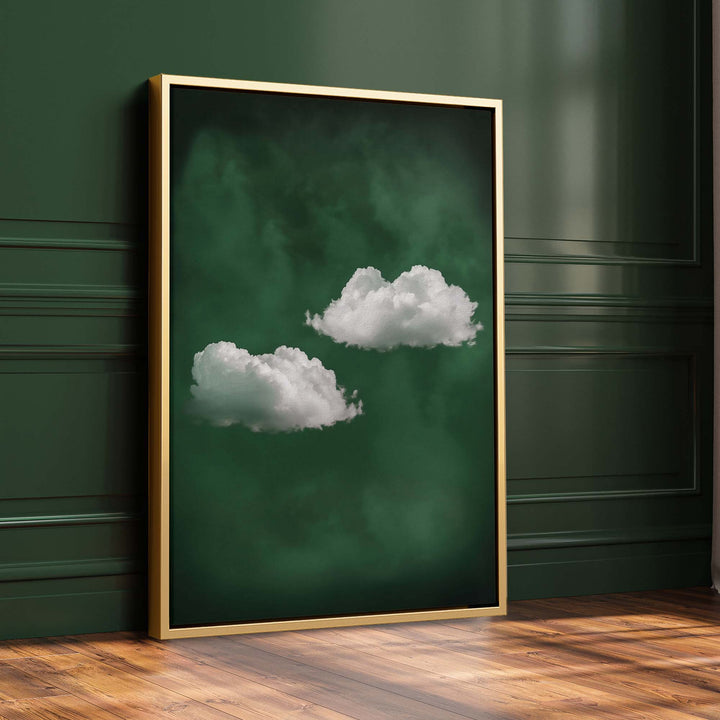 Deep Green Cloud Duo Print Wall Art Moncasso