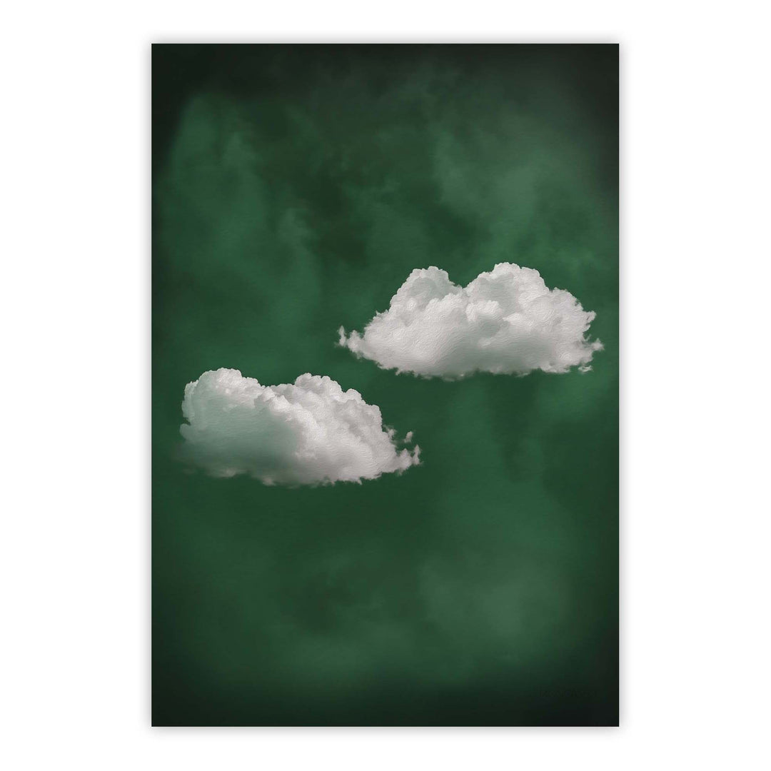 Deep Green Cloud Duo Print Wall Art Moncasso