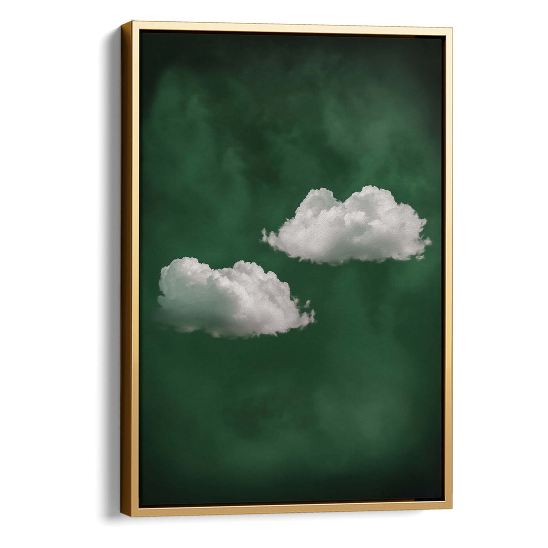 Deep Green Cloud Duo Print Wall Art Moncasso