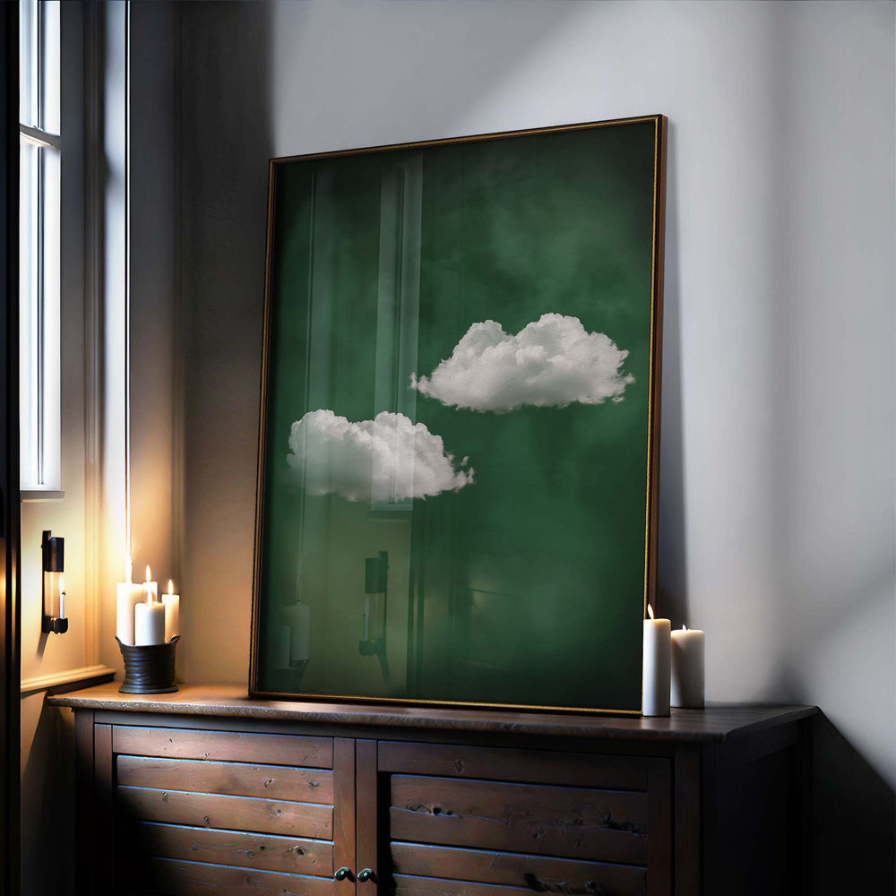 Deep Green Cloud Duo Print Wall Art Moncasso