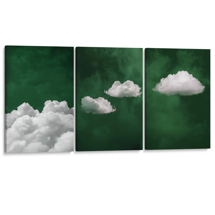 Deep Green Cloud Set of 3 Prints Wall Art Moncasso