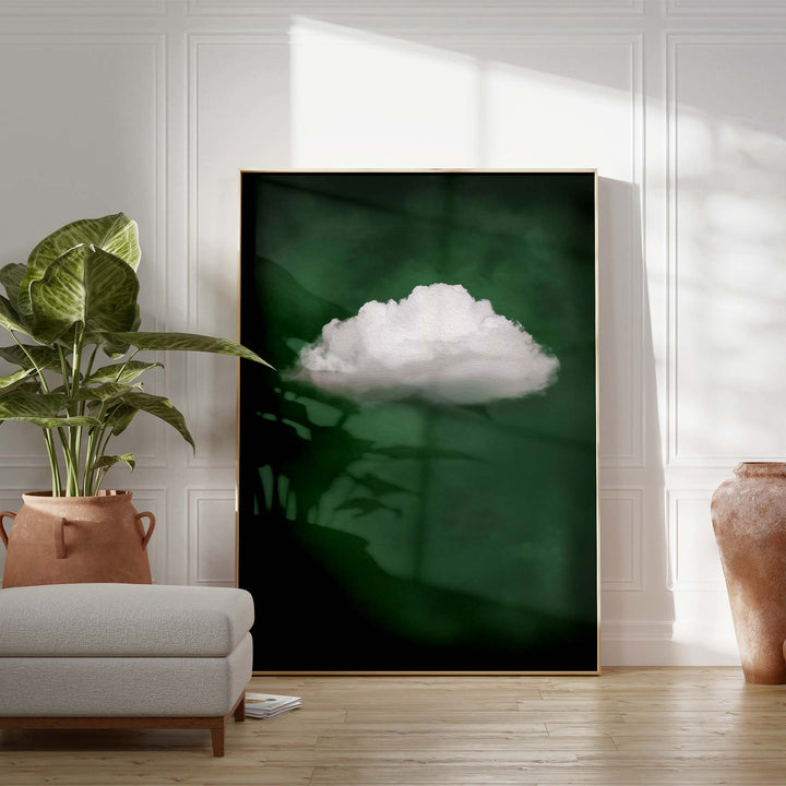 Deep Green Cloud Print Wall Art Moncasso