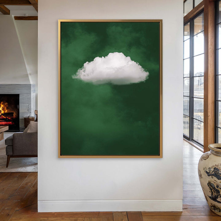 Deep Green Cloud Print Wall Art Moncasso