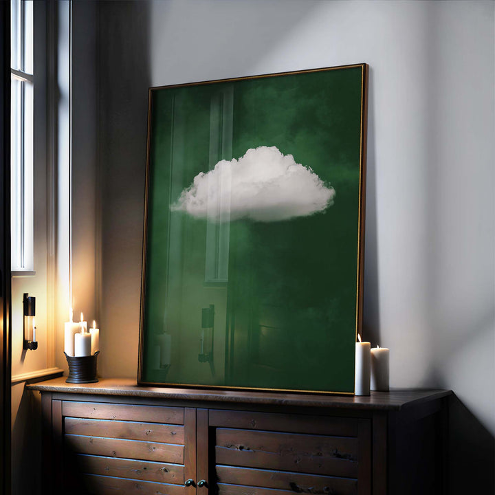 Deep Green Cloud Print Wall Art Moncasso