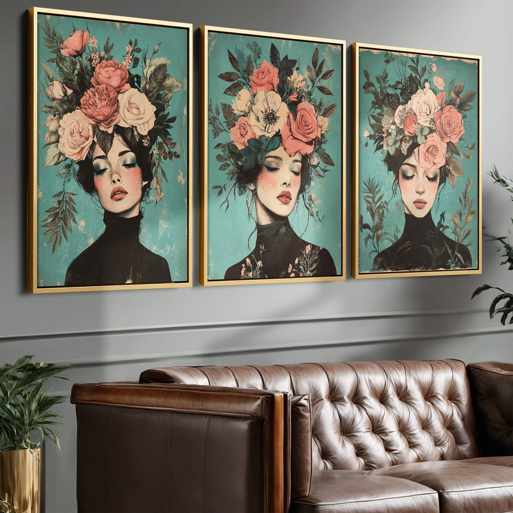 Floral Muse Set of 3 Prints Wall Art Moncasso