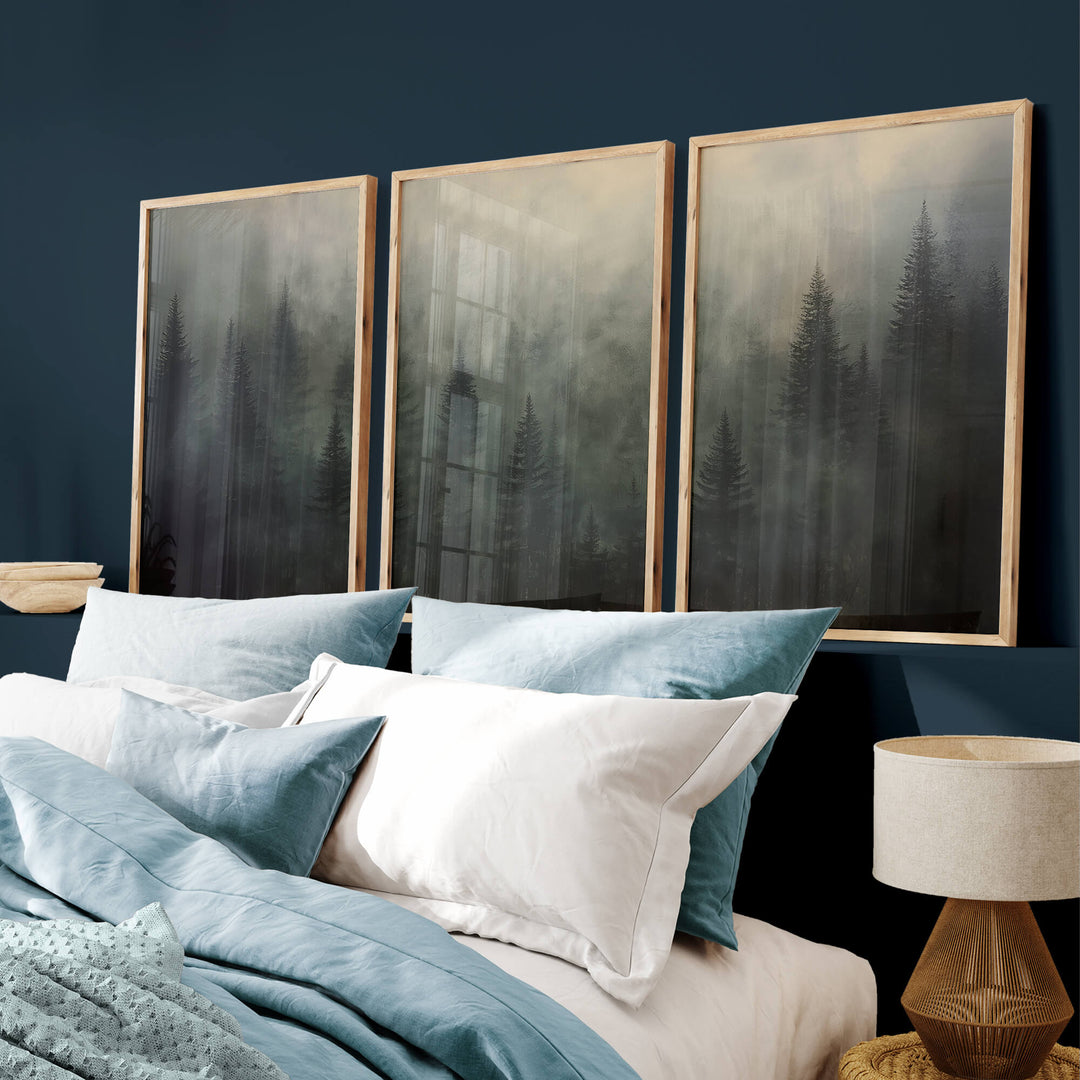 Forest Edge at Dusk Set of 3 Prints Wall Art Moncasso