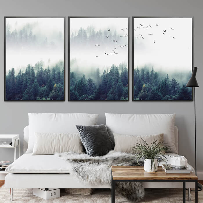 Forest Mist Set of 3 Prints Wall Art Moncasso