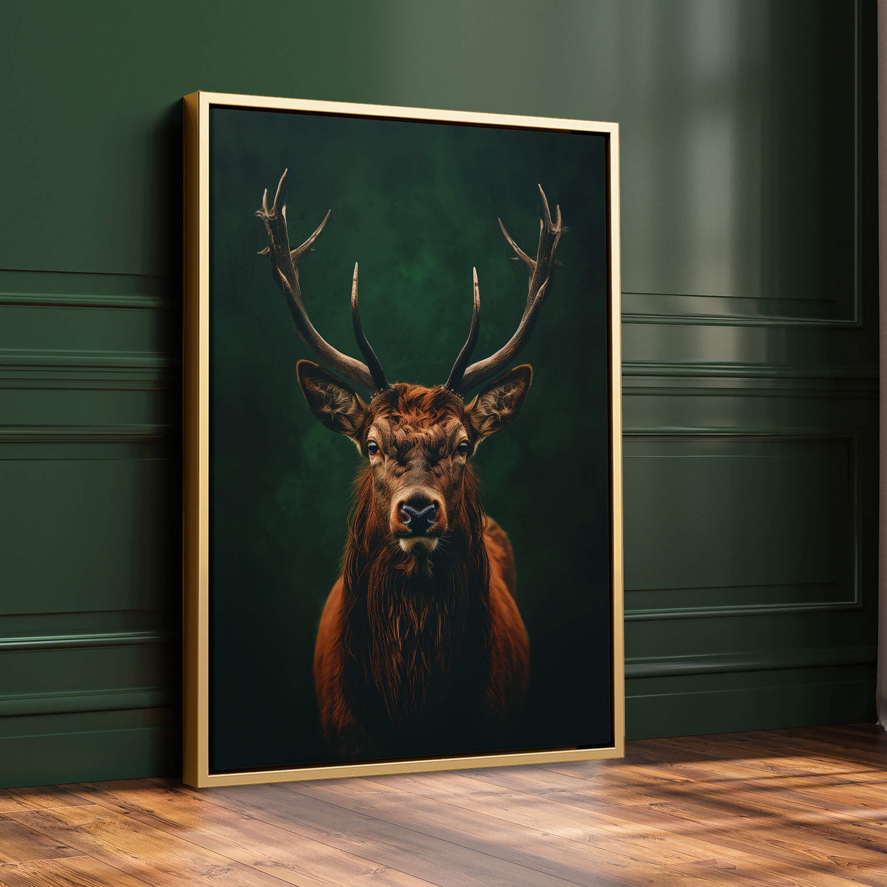 Impression Sur Toile Murale - Cerf Vintage Tartan Style Shabby Chic - Rouge - Bold Bloc Design