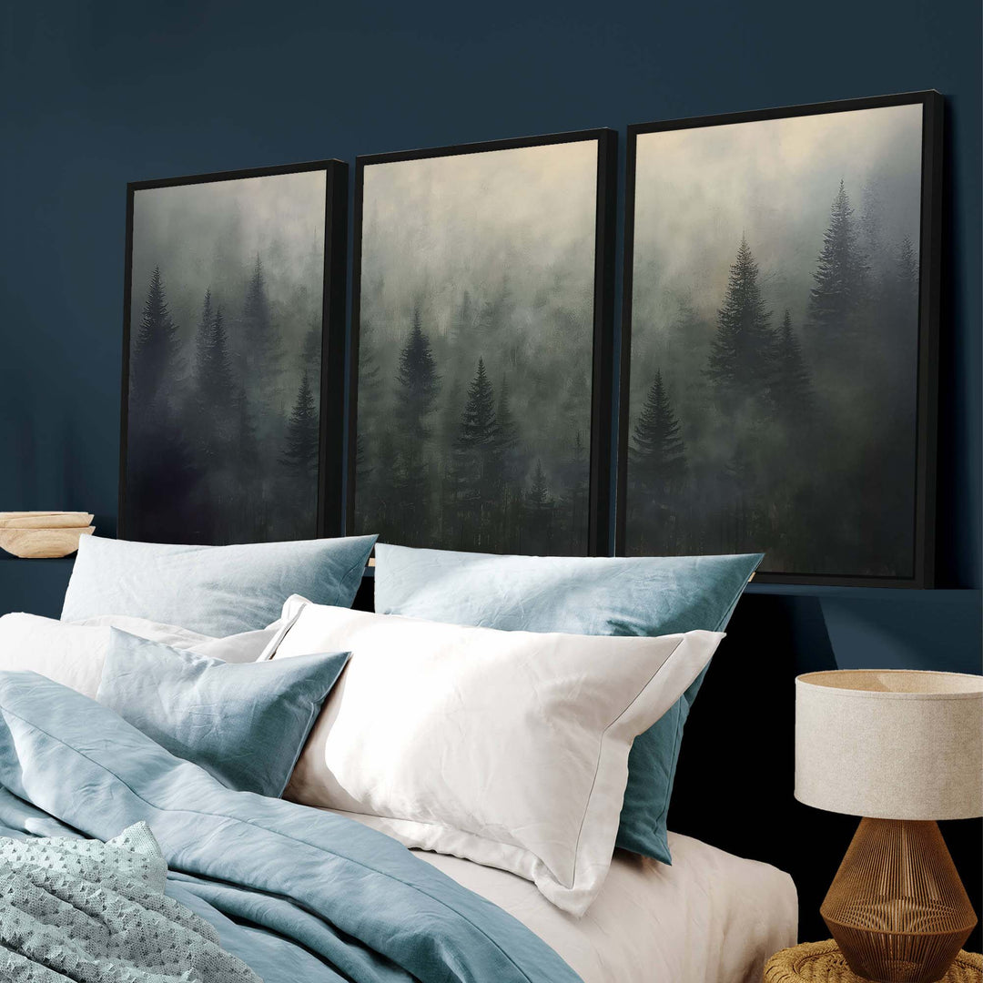 Forest Edge at Dusk Set of 3 Prints Wall Art Moncasso