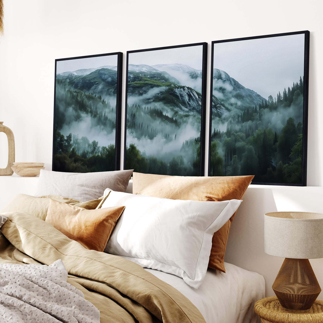Nordic Landscape Set of 3 Prints Wall Art Moncasso