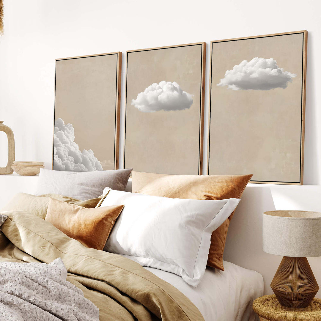 Soft Clouds Set of 3 Prints Wall Art Moncasso