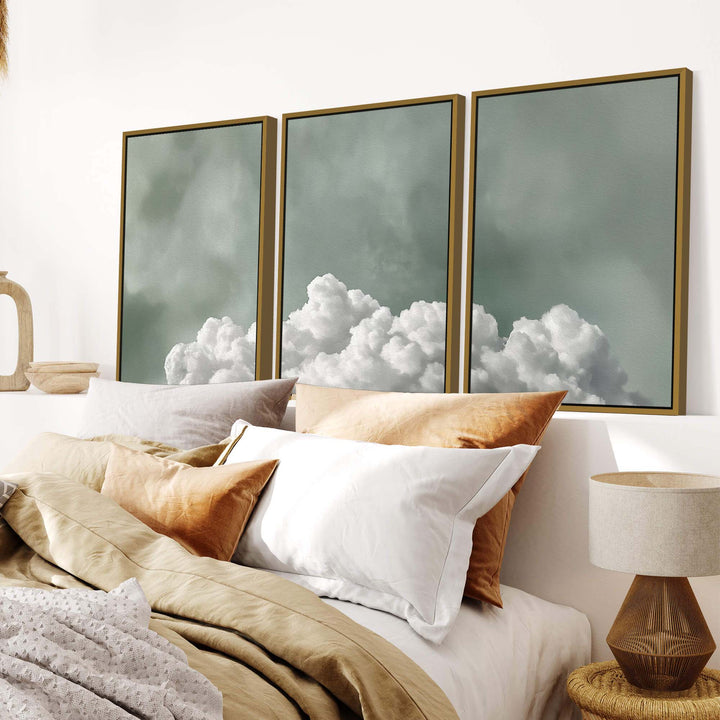 Tranquil Fluffy Cloud Set of 3 Prints Wall Art Moncasso