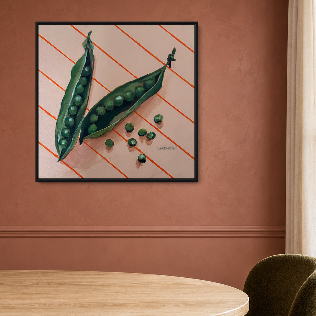 Snippets of Autumn Peas by Jeannine Läderach in a black frame, Rose Modern Dining