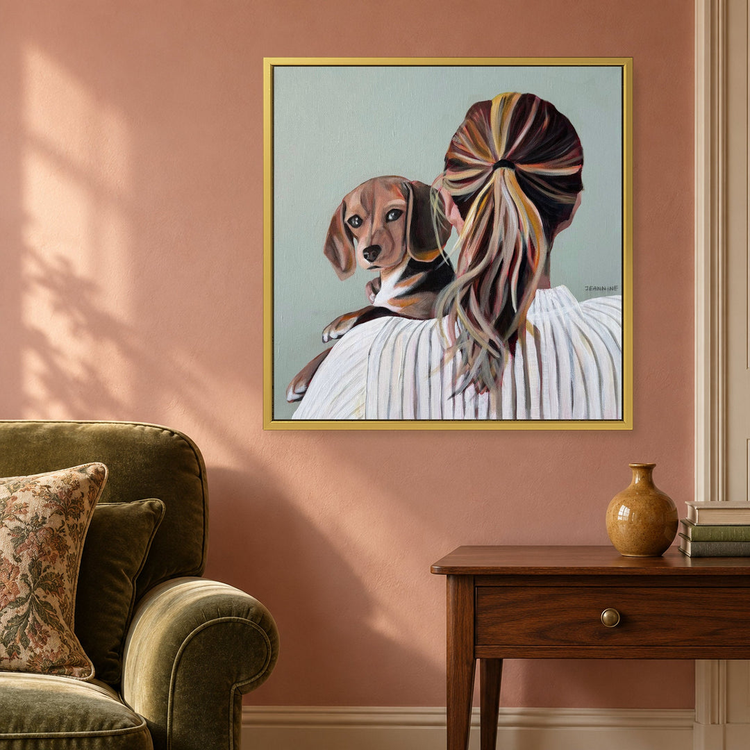 Be There For Others by Jeannine Läderach in a warm matte gold floating frame