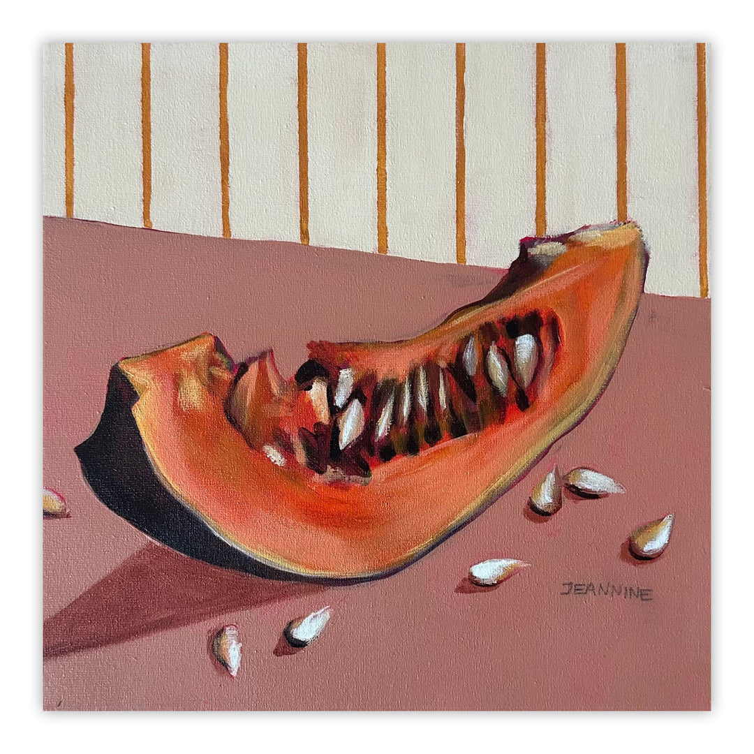 Snippets of Autumn Pumpkin by Jeannine Läderach, unframed on white