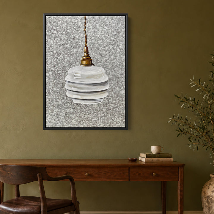 A Light will Shine by Jeannine Läderach in a black frame, Warm Olive Study