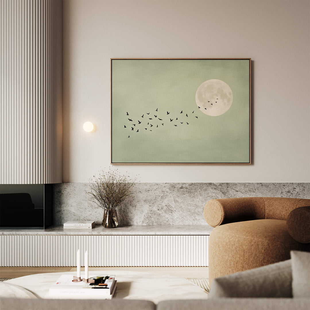 Japandi Sage Moon Print