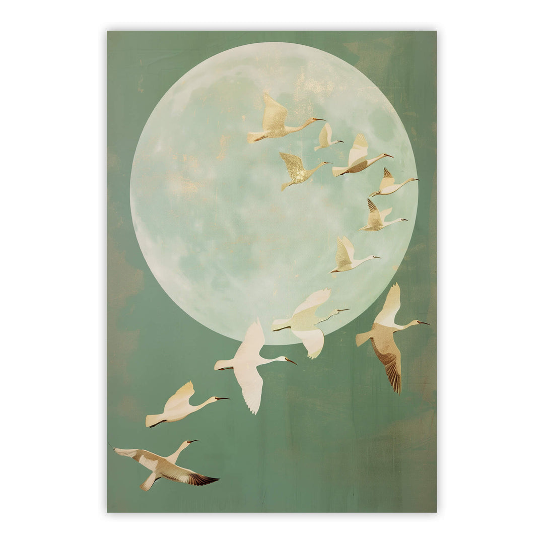 Japanese Cranes Print Wall Art Moncasso
