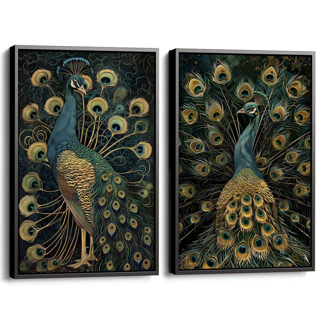 Luxe Peacock Set of 2 Prints Wall Art Moncasso