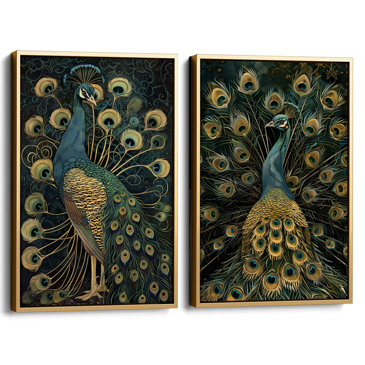 Luxe Peacock Set of 2 Prints Wall Art Moncasso