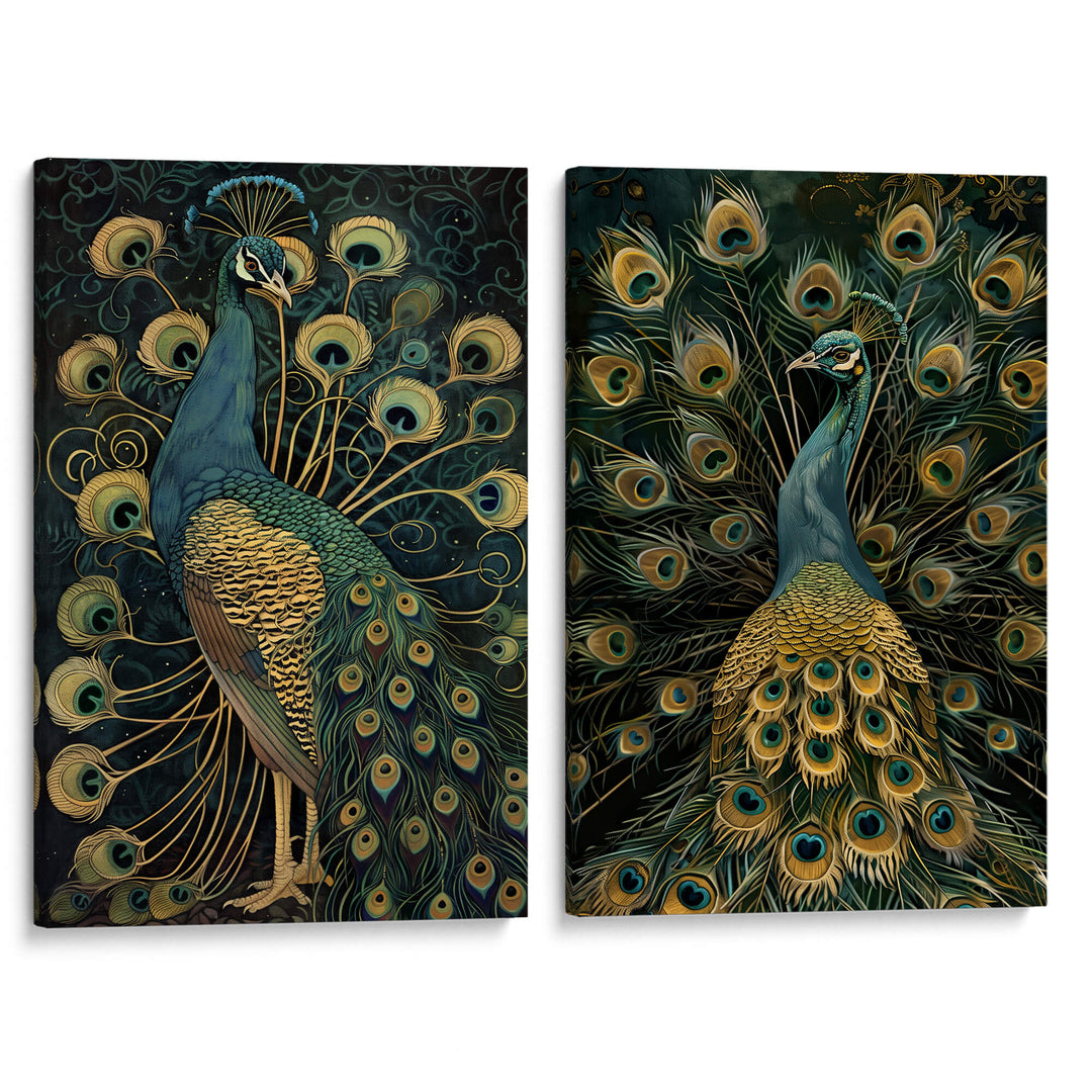 Luxe Peacock Set of 2 Prints Wall Art Moncasso