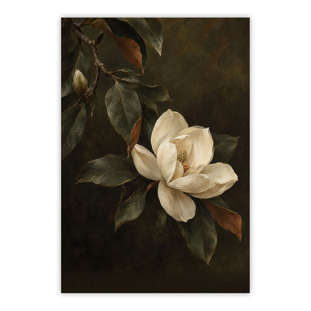 Magnolia Bloom No1 Print Wall Art Moncasso