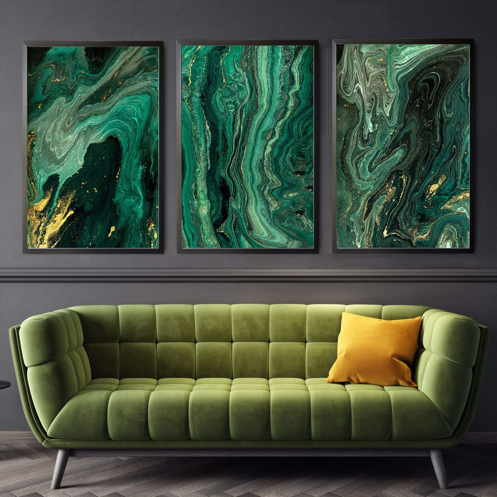 Marble Green Set of 3 Prints Wall Art Moncasso