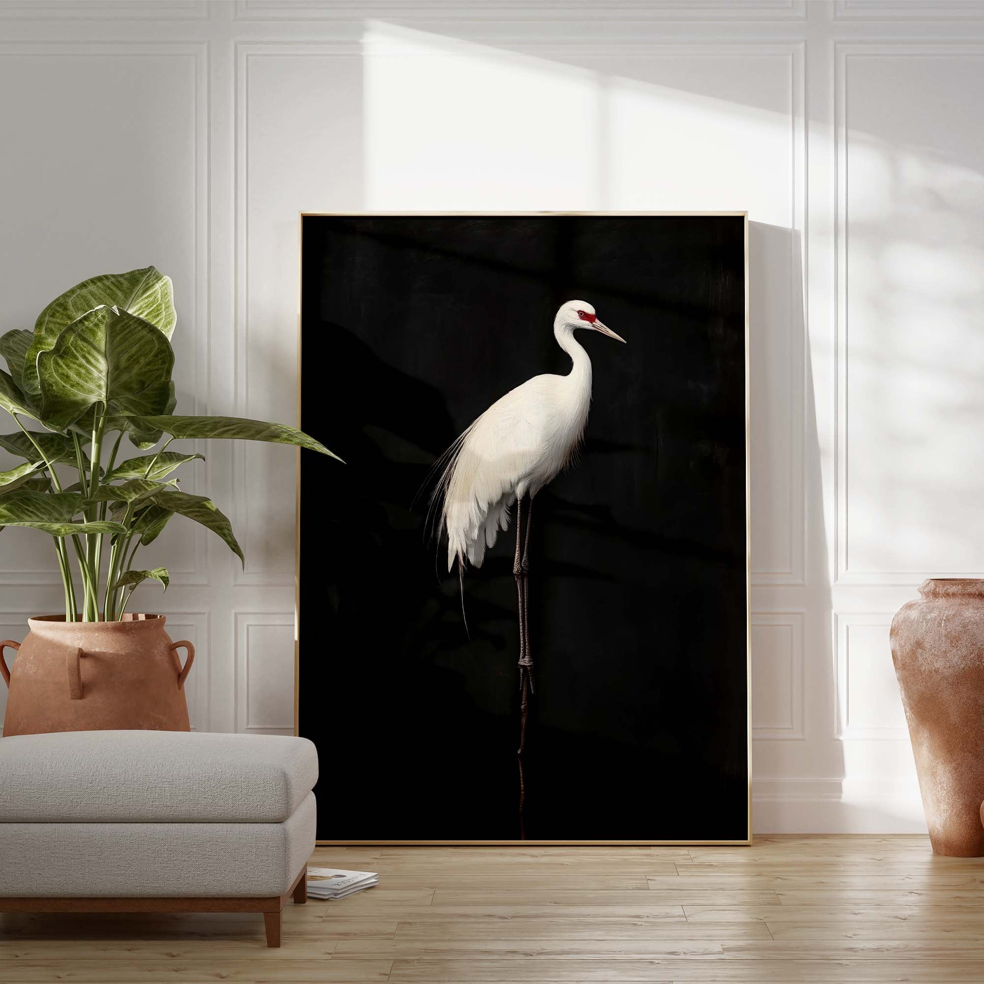 Midnight Crane No1 Print | Dark Animal Wall Art for Maximalist