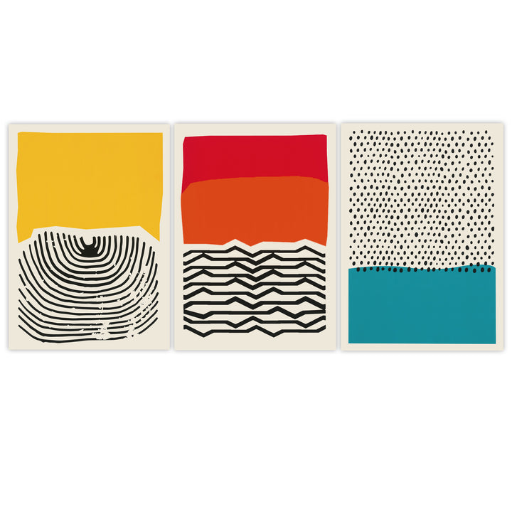 Modern Tribal Set of 3 Prints Wall Art Moncasso