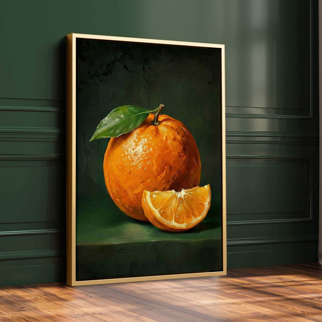 Orange with Leaf Print Wall Art Moncasso