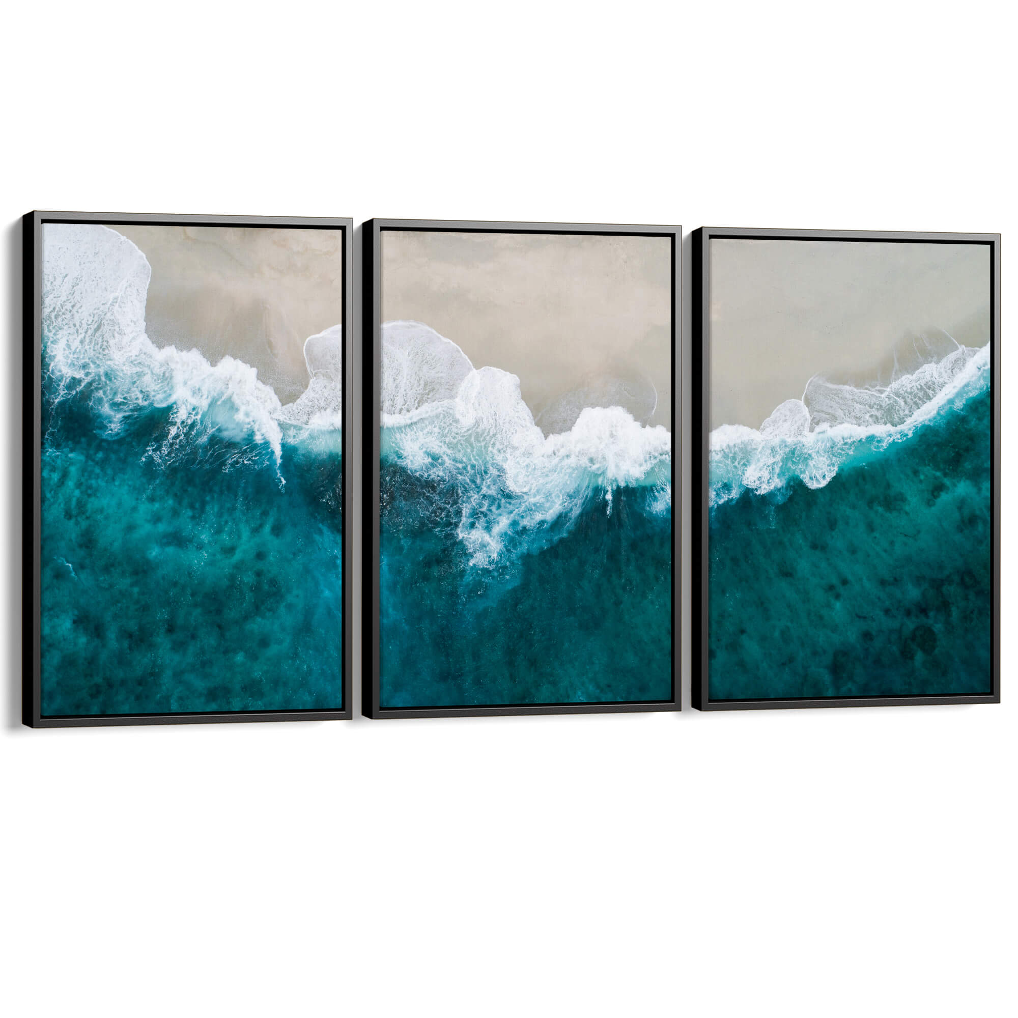 Beach Photography Wall Art Set of 3 Large Canvas Prints for Living