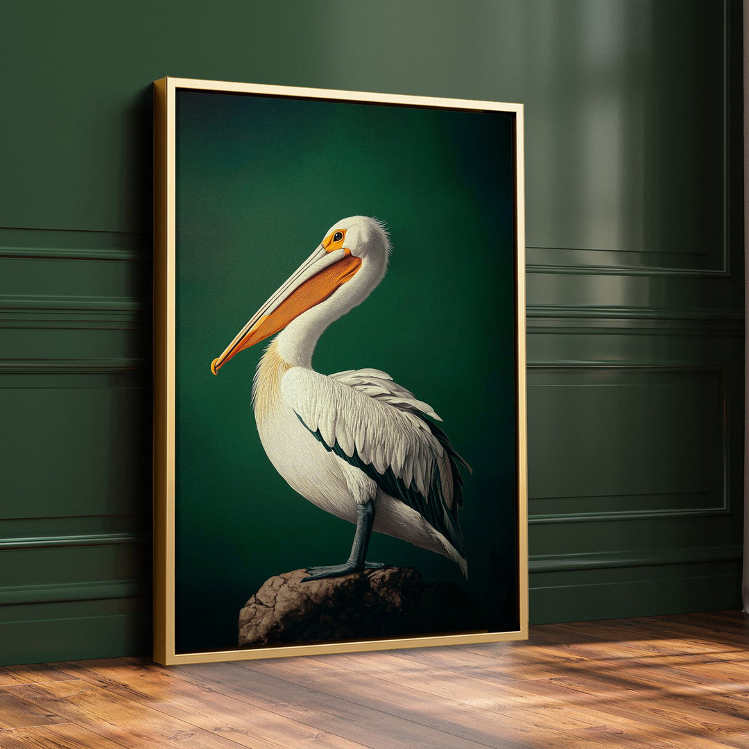 Emerald Pelican Print Wall Art Moncasso