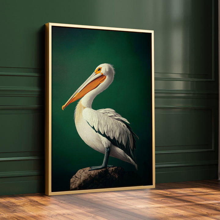 Emerald Pelican Print Wall Art Moncasso