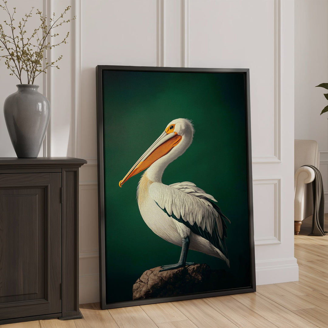 Emerald Pelican Print Wall Art Moncasso